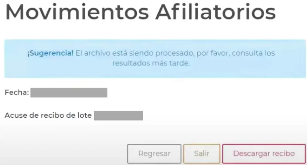 Confirmación de envío al IMSS de alta o baja de un trabajador en línea