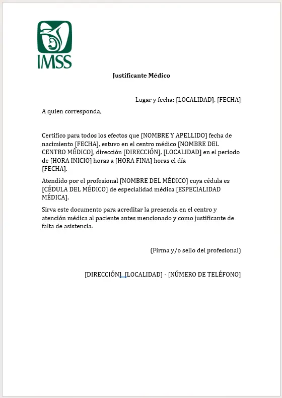 Justificante M Dico Imss Editable En Pdf O Word