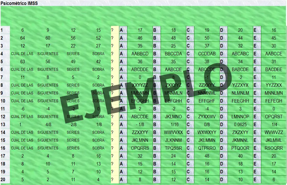 Ejemplo examen psicométrico IMSS 5