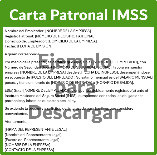 Ejemplo para descargar de una carta patronal IMSS